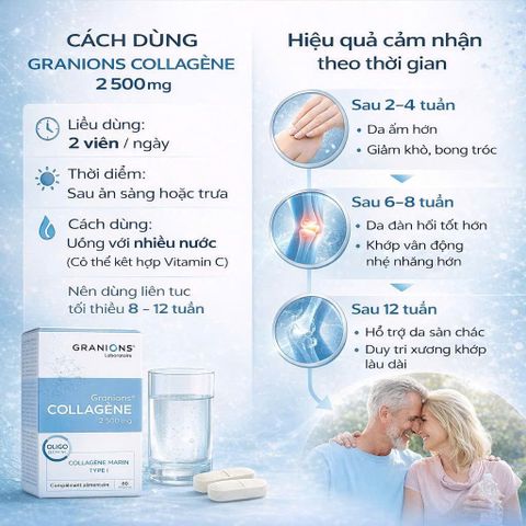 (sale date 11/26) Viên Uống Collagen Granions 2500mg -  Giảm Nếp Nhăn, Tăng Cường Độ Đàn Hồi Cho Da - 60 Viên