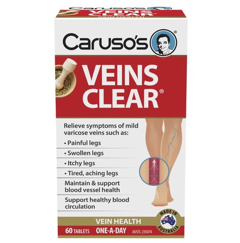 Viên uống hỗ trợ cho người giãn tĩnh mạch Caruso's Natural Health Veins Clear 60 viên - MẸ SÓC