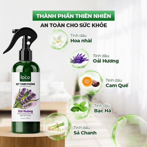 Xịt Thơm Phòng Tinh Dầu Sả Chanh - Khử Mùi, Đuổi Muỗi, Côn Trùng, Kháng Khuẩn, Dung Tích 260ml - Sản Phẩm Tự Nhiên An Toàn cho Gia Đình