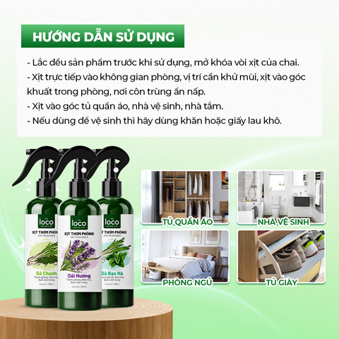 Xịt Thơm Phòng Tinh Dầu Sả Chanh - Khử Mùi, Đuổi Muỗi, Côn Trùng, Kháng Khuẩn, Dung Tích 260ml - Sản Phẩm Tự Nhiên An Toàn cho Gia Đình