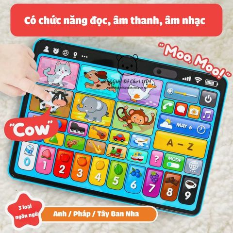 Máy tính bảng đồ chơi cho bé 3 ngôn ngữ đồ chơi giáo dục sớm đa chức năng cho trẻ em thegioidochoi1104