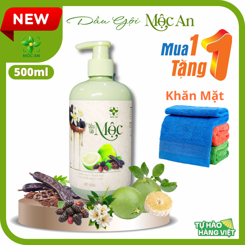 [ MUA 1 TẶNG 1 ] Dầu Gội MỘC Cao Cấp Chiết Xuất Bưởi Bồ Kết & Hương Nhu - Hỗ Trợ Mọc Tóc & Giảm Rụng, Tóc Mềm Mượt Tự Nhiên
