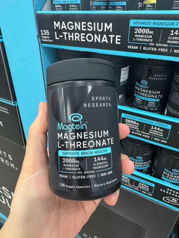 Viên uống bổ sung Magie Sports Research 135 viên- Magtein Magnesium L-Threonate, hàng Mỹ 635318