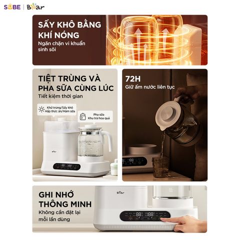 Máy Hâm Sữa Tiệt Trùng Bear 1.3L Đun Nước Pha Sữa Cho Bé Máy Tiệt Trùng Vệ Sinh Bình Nước WW-5H12V78
