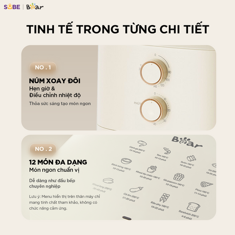 Nồi Chiên Không Dầu BEAR 5L AF-5H15I52 Công Suất Lớn Chiên Nướng Ngon