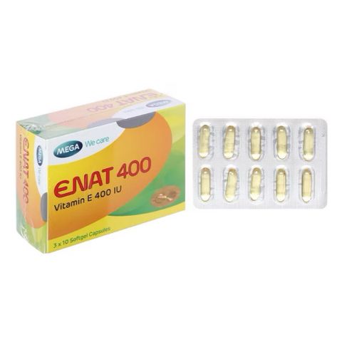 Viên uống ENAT 400 IU MEGA We Care- Bổ sung vitamin E, ngừa lão hoá , Hộp 3 vỉ *10 viên