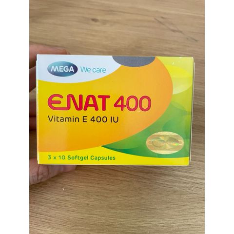 Viên uống ENAT 400 IU MEGA We Care- Bổ sung vitamin E, ngừa lão hoá , Hộp 3 vỉ *10 viên