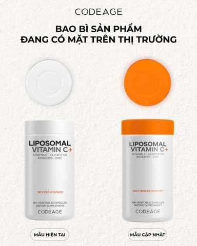 Viên Uống Bổ Sung Vitamin C Liposomal 500mg - Tăng Cường Miễn Dịch, Chống Oxy Hóa, 180 Viên - Thực Phẩm Chức Năng Codeage