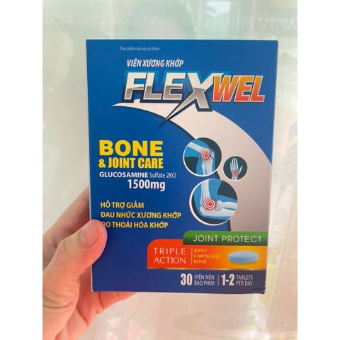 Viên Xương Khớp FLEXWEL ( Glucosamin 1500mg) bổ sung chất nhầy dịch khớp ( hộp 30 viên)