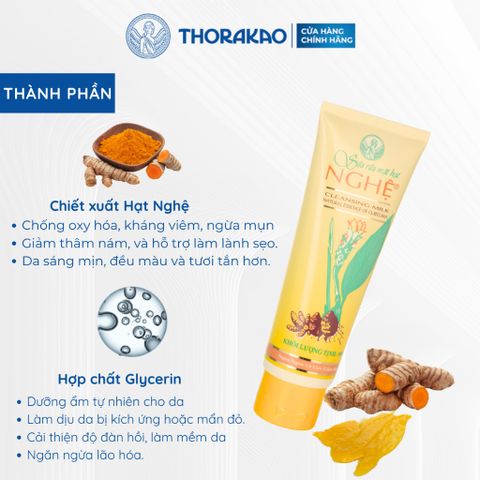 Sữa Rữa Mặt Hạt Nghệ Thorakao Giúp Sáng Da Giảm Mụn 100G   