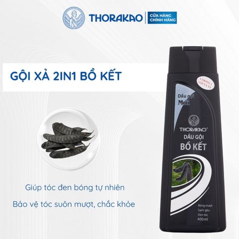Gội Xả Thorakao 2IN1 Bồ Kết Giảm Gàu Giúp Tóc Đen Mượt 400ML
