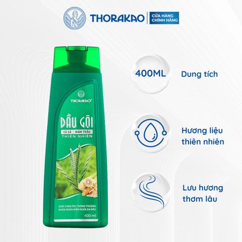 Gội Xả Thorakao 2IN1 Củ Sả Mần Trầu Giảm Ngứa Ngừa Gàu 400ML