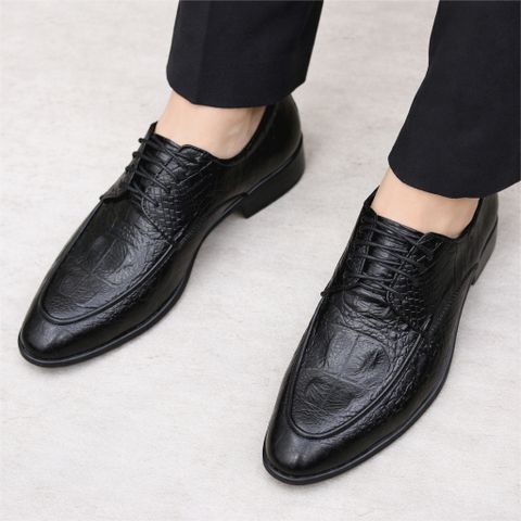 Giày da nam buộc dây dâp vân DAVINCIA giá rẻ, giày tây thiết kế thời trang đế cao su chống trơn trượt G52