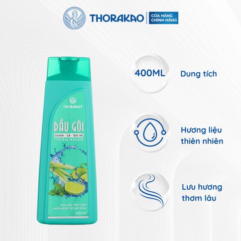 Gội Xả Thorakao 2IN1 Chanh Sả Bạc Hà Kiềm Dầu Giảm Gàu 400ML
