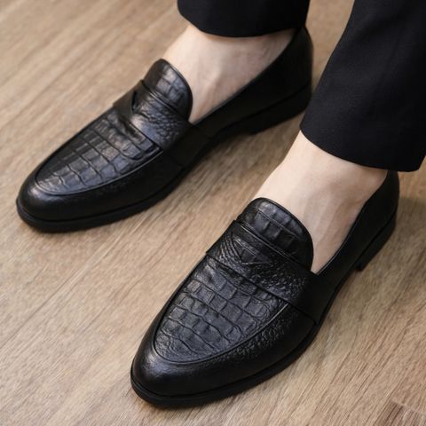 Giày lười nam DAVINCIA dập vân cá sấu sang trọng, giày tây da mềm chống nhăn đế cao su đúc chống trơn trượt G21