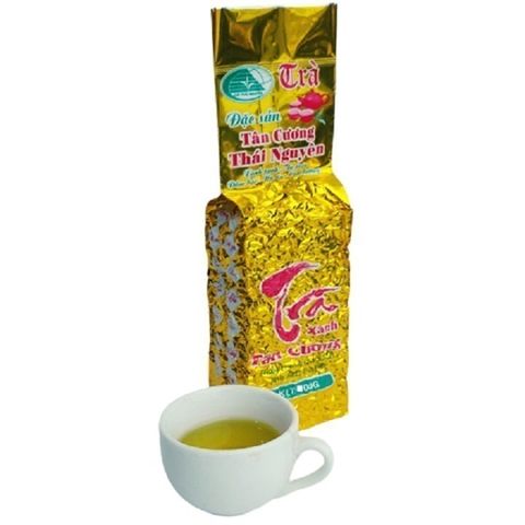 Trà Xanh Tân Cương Thái Nguyên Gói Vàng Chữ Đỏ, chè bắc thơm ngon ngọt hậu