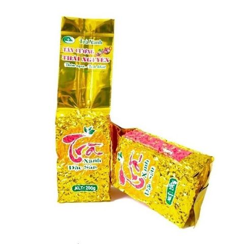Trà Xanh Tân Cương Thái Nguyên Gói Vàng Chữ Đỏ, chè bắc thơm ngon ngọt hậu