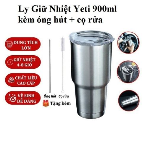 LY GIỮ NHIỆT 900ml THÁI LAN ( KÈM TÚI ĐỰNG , 2 ỐNG HÚT INOX VÀ CỌ RỬA )