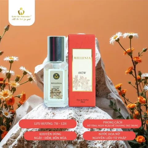 Nước Hoa Nữ MILLENIA 002W Nhẹ Nhàng, Ngọt Ngào, Dễ Thương Lưu Hương 7-12 Tiếng 10ml