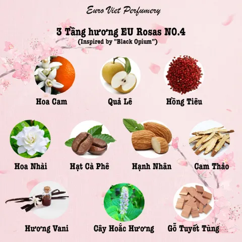 Nước Hoa Nữ EU Rosas N0.4 Ngọt Ngào, Quyến Rũ, Nổi Bật Lưu Hương 7-12 Tiếng 70ml