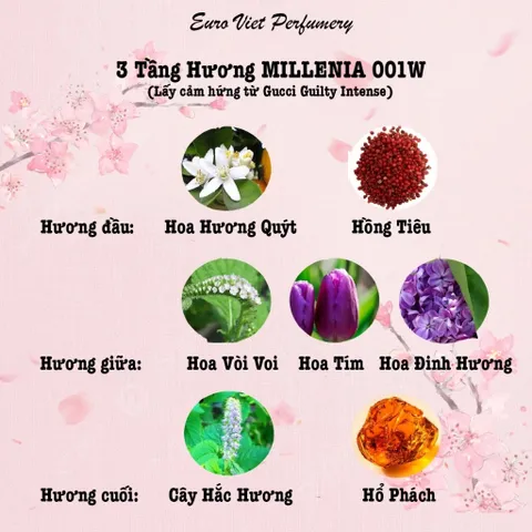 Nước Hoa Nữ MILLENIA 001W thơm lâu Eau De Parfum Lưu Hương 7-12 Tiếng 50ml