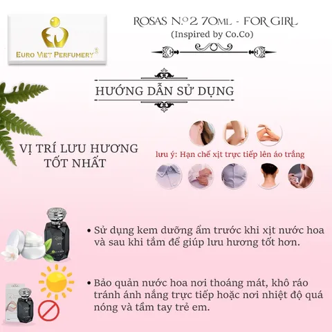 Nước hoa nữ ROSAS N.2 Thanh Lịch, Sang Trọng, Gợi Cảm Lưu Hương 7-12 Tiếng 10ml 70ml