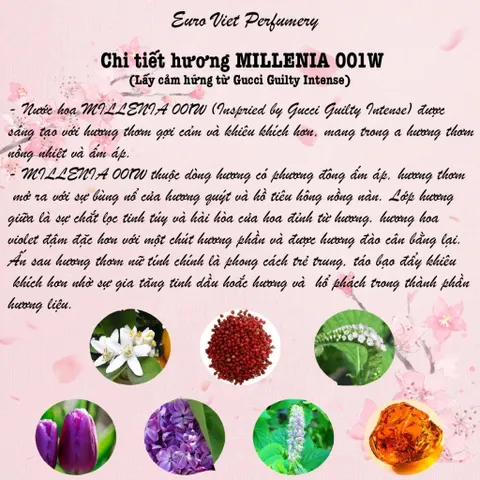 Nước Hoa Nữ MILLENIA 001W thơm lâu Eau De Parfum Lưu Hương 7-12 Tiếng 50ml