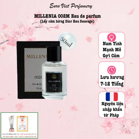 Nước hoa nam thơm lâu MILLENIA 002M nam tính, mạnh mẽ, cuốn hút Eau De Parfum Lưu Hương 7-12 Tiếng 50ml