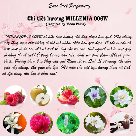 Nước Hoa Nữ MILLENIA 006W Quyến Rũ, Ngọt Ngào, Nóng Bỏng Lưu Hương 7-12 Tiếng 10 50ml