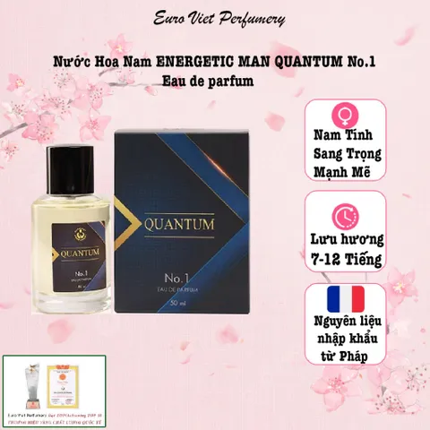 Nước hoa nam ENERGETIC MAN QUANTUM No.1 EDP lưu hương 7-12 Tiếng 50ml thương hiệu EU
