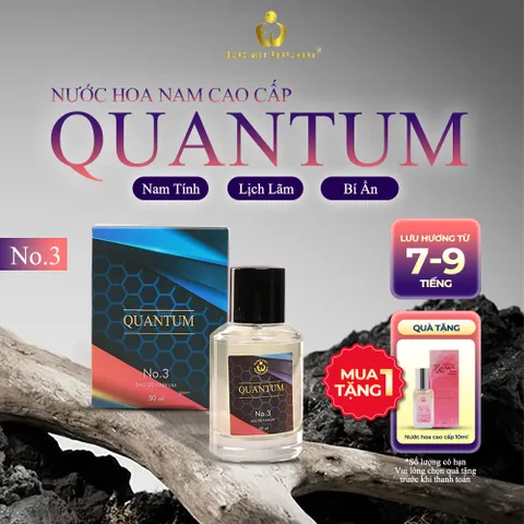 Nước Hoa Nam Cao Cấp QUANTUM No3 Nam Tính, Lịch Lãm, Bí Ẩn Lưu Hương 7-12 Tiếng 50ml