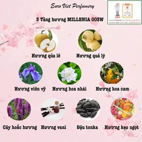Nước hoa nữ MILLENIA 003W  EDP Lưu Hương 7-12 tiếng 50ml Thương hiệu EU