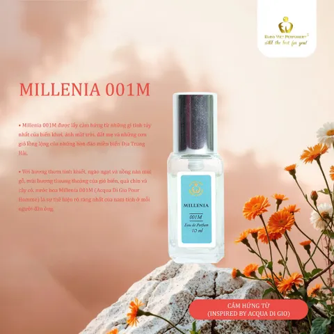 Nước Hoa Nam EU MILLENIA 001M Nam Tính, Tưới Mát. Hấp Dẫn Lưu Hương 7-12 Tiếng 10ml