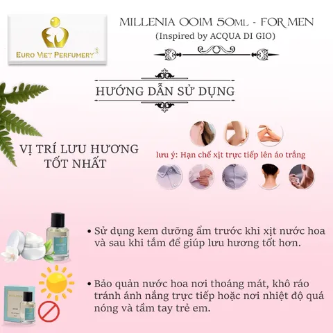 Nước hoa ham cao cấp MILLENIA 001M thơm lâu nam tính, tinh tế, tươi mát lưu hương 7-12 Tiếng 50ml