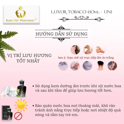 Nước Hoa Nam, Nữ Cao Cấp EU, LUXUR TOBACCO Euro Viet Perfumery 50ml