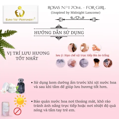 Nước Hoa Nữ Rosas No.5 Nữ Tính Tươi Mới, Gợi Cảm Lưu Hương 7-12 Tiếng 70ml