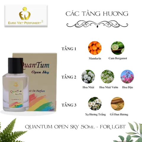 Nước Hoa LGBT Cao Cấp Quantum Open Sky LGBT Tươi mát, cuốn hút, tinh tế  Lưu hương 7-12 tiếng 10ml, 50ml