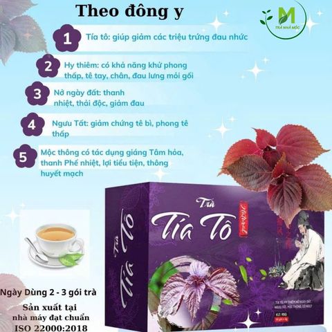 Trà Tía Tô Túi Lọc Mộc Tâm Hỗ Trợ Gout, Giảm Đau Nhức Xương Khớp, Chống Lão Hóa, Đẹp Da, Thanh Nhiệt ( Hộp 30 túi x 3gr)