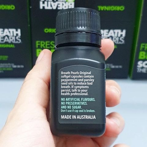 Viên Uống Thơm Miệng Breath Pearls của Úc - Hỗ Trợ Khử Mùi Hôi Miệng, Hương Bạc Hà Tự Nhiên, 50 Viên Sạch Khuẩn 635900