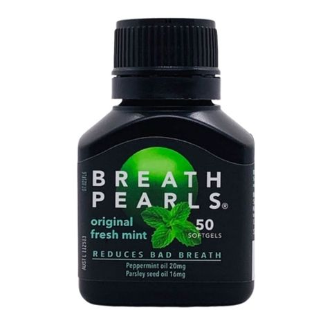 Viên Uống Thơm Miệng Breath Pearls của Úc - Hỗ Trợ Khử Mùi Hôi Miệng, Hương Bạc Hà Tự Nhiên, 50 Viên Sạch Khuẩn 635900