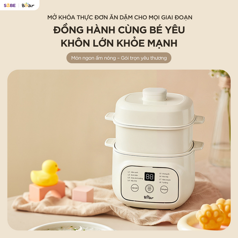 Nồi nấu chậm 0.8L Bear EST-085DH, nấu cách thuỷ, giữ vị ngọt của thực phẩm