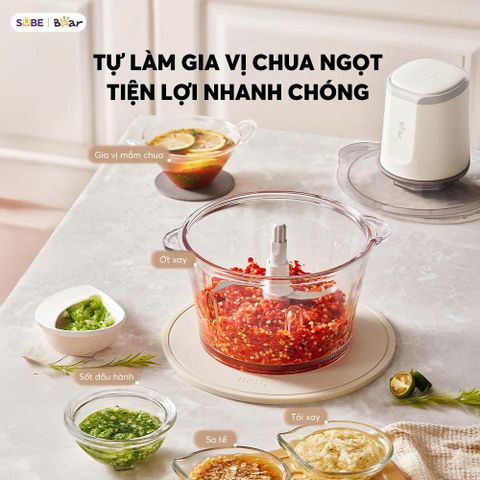 Máy Xay Thịt BEAR 1.8L Cối Thủy Tinh Xay Thịt Cá Rau Củ Cực Nhuyễn Công Suất 300W - CH-5H03P36