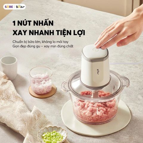 Máy Xay Thịt BEAR 1.8L Cối Thủy Tinh Xay Thịt Cá Rau Củ Cực Nhuyễn Công Suất 300W - CH-5H03P36