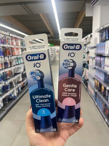 Đầu bàn chải điện Oral B IO2 thay thế cho bàn chải đánh răng, dòng ultimate clean và gentle care chăm sóc răng miệng hiệu quả.