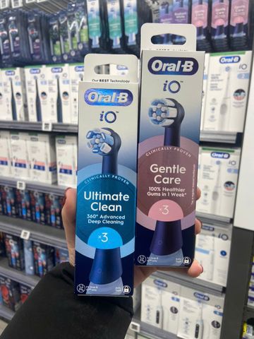Đầu bàn chải điện Oral B IO2 thay thế cho bàn chải đánh răng, dòng ultimate clean và gentle care chăm sóc răng miệng hiệu quả.