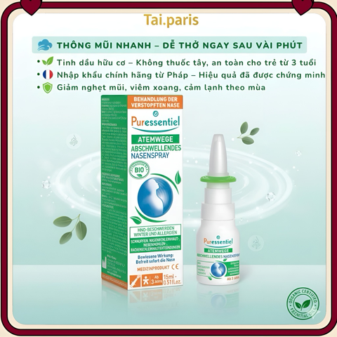 Dung Dịch Xịt Mũi Puressentiel Cho Trẻ Từ 3 Tuổi - Chiết Xuất Tự Nhiên Giúp Thông Mũi, Giảm Dị Ứng, Không Chất Bảo Quản