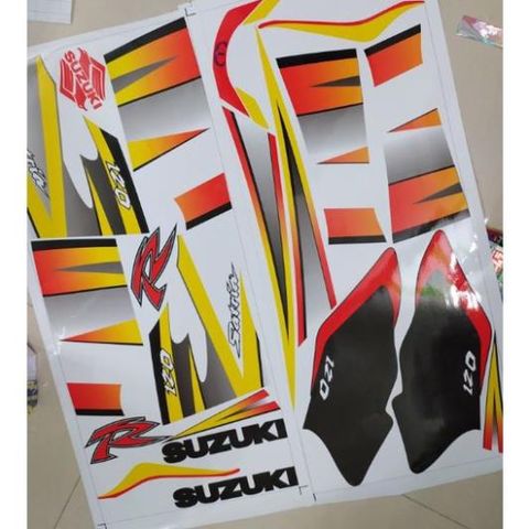 Tem Rời Suzuki Satria 2000 Trắng Đỏ  - Decal In Chất Lượng