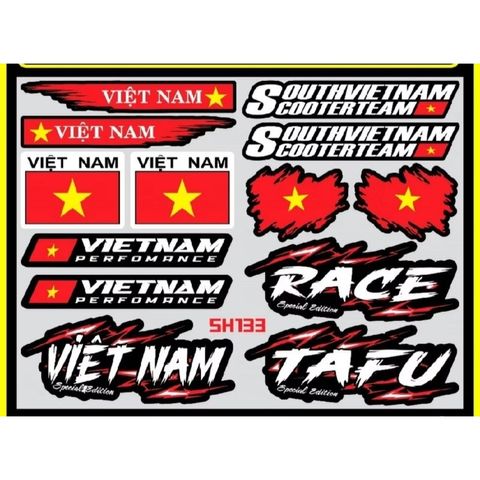 Tem logo sticker Việt Nam Race nên đỏ kích thước nhỏ vừa