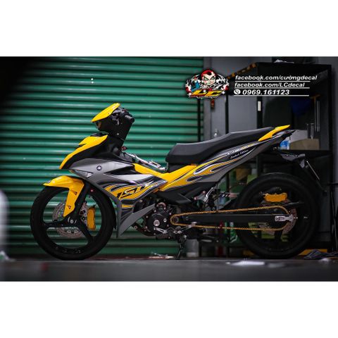 Tem rời Exciter 150 mẫu lửa Y15ZR vàng xám, thiết kế đẹp mắt, in sắc nét, 3 lớp không bay màu MD00091 Cao Cấp