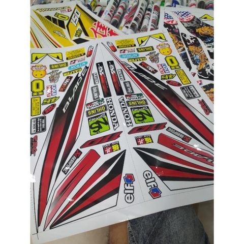 Tem Rời Honda Wave Blade 110 Dán Xe Đỏ Đen  - Decal In Chất Lượng